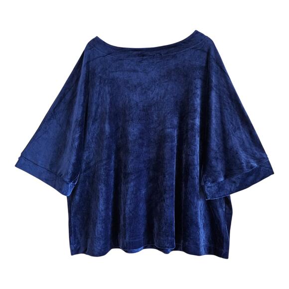 WOMAN WITHIN Women's Plus 26 28 Velvet Tunic Top Blue 3/4 Wide Sleeve Soft 56" - Picture 6 of 7